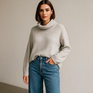 Ava & Viv Oversized Cowl Neck Sweater Women's XL Gray Cozy Knit Fall Win